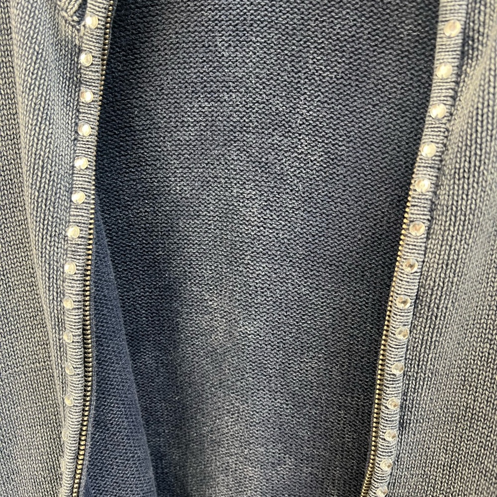 Quacker Factory Women’s Blue Denim Zip Sweater With Stones Size 3X - Picture 7 of 9